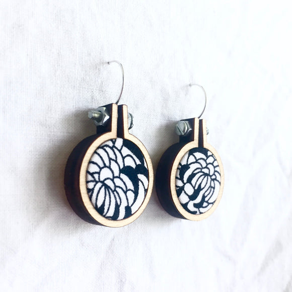 mini hoop fabric earrings