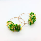 confetti earrings . large . rose gold . yellow splash