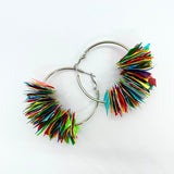 confetti earrings . medium . silver . rainbow ride