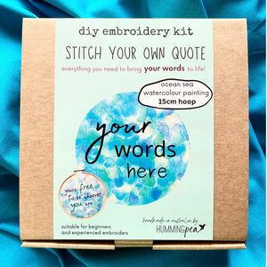 stitch your own quote . embroidery kit . ocean sea