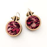 mini hoop earrings . pink flower .